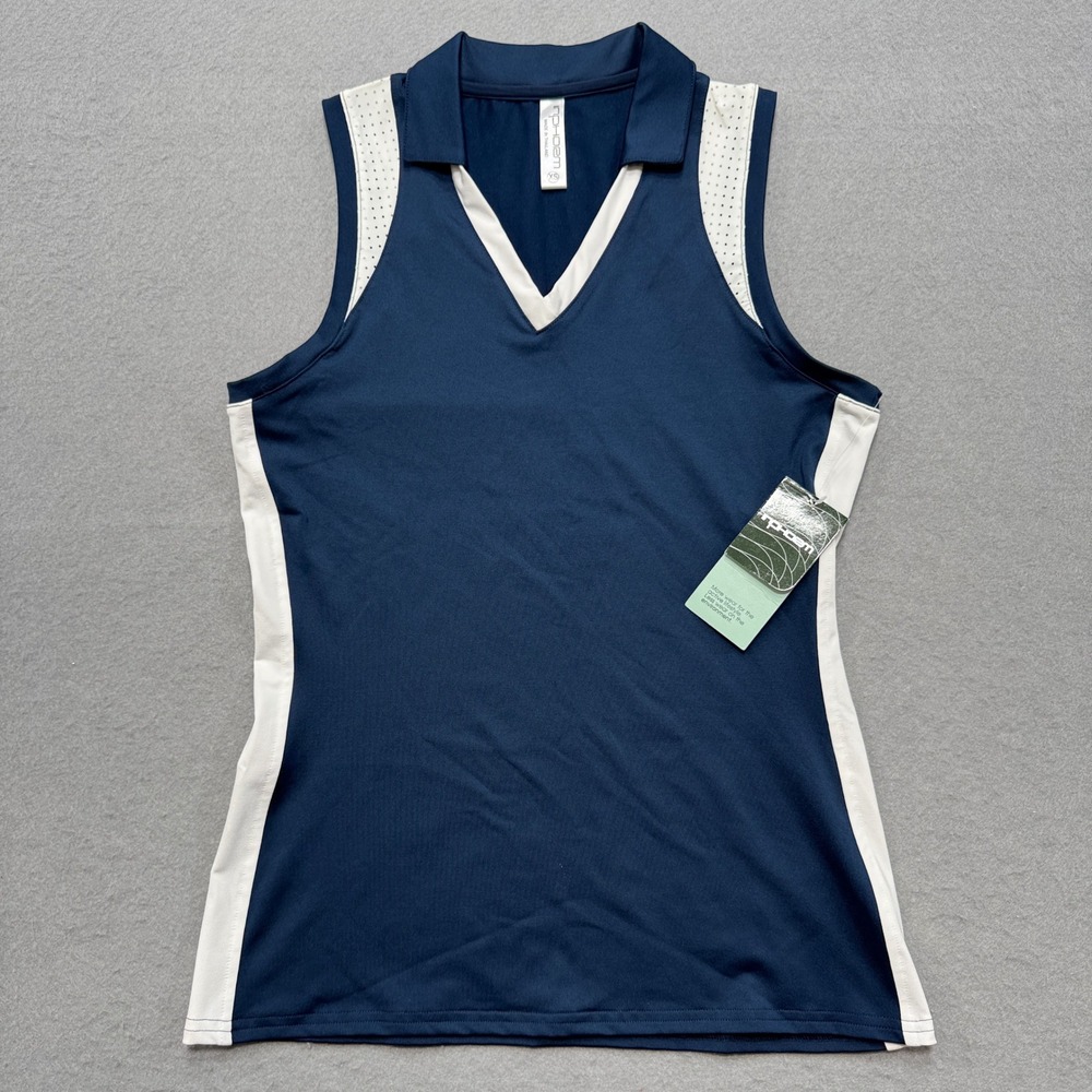 NEW InPhorm Polo Shirt Women's XS Navy‎ White Sleeveless Tennis Golf Activewear